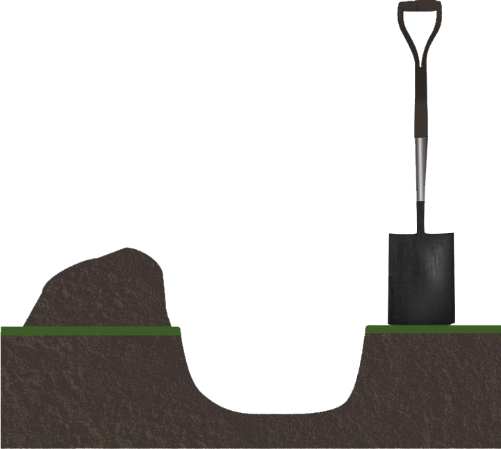 Illustration of a shovel and a hole