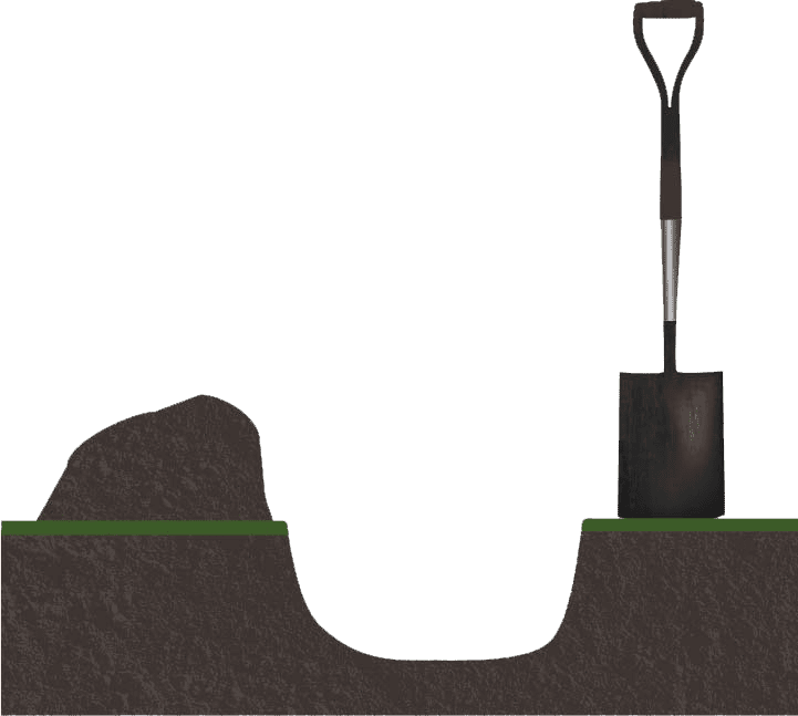 Illustration of a shovel and a hole